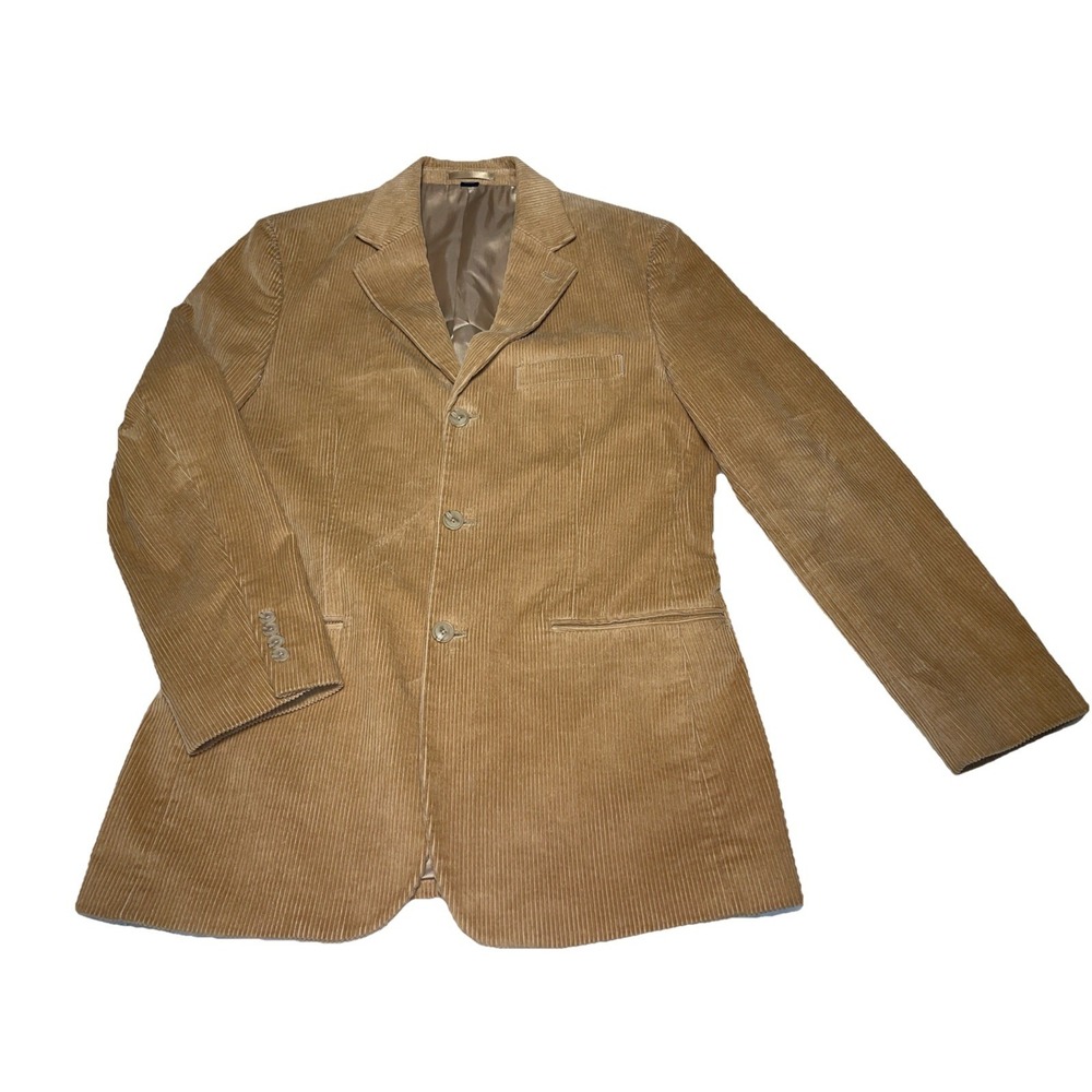 Men's Tan Corduroy Preppy Sport Coat Jacket 3 Button Medium Club Room EUC